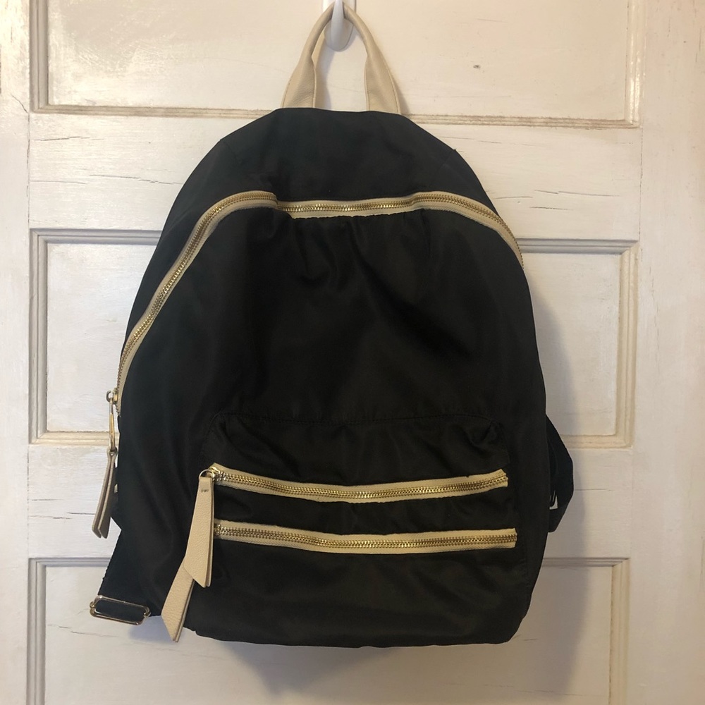 Steve Madden Black Faux Leather Backpack